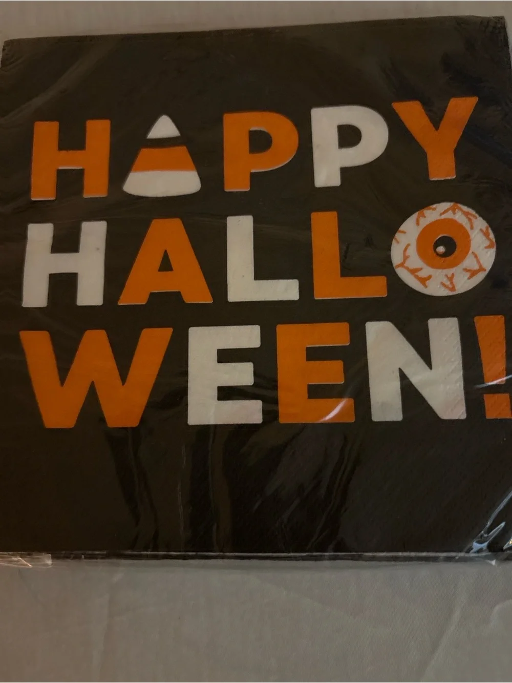 Happy Halloween Orange and White Party Napkins